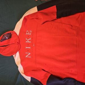 Nike Red and Blue Hooded Sweatshirt